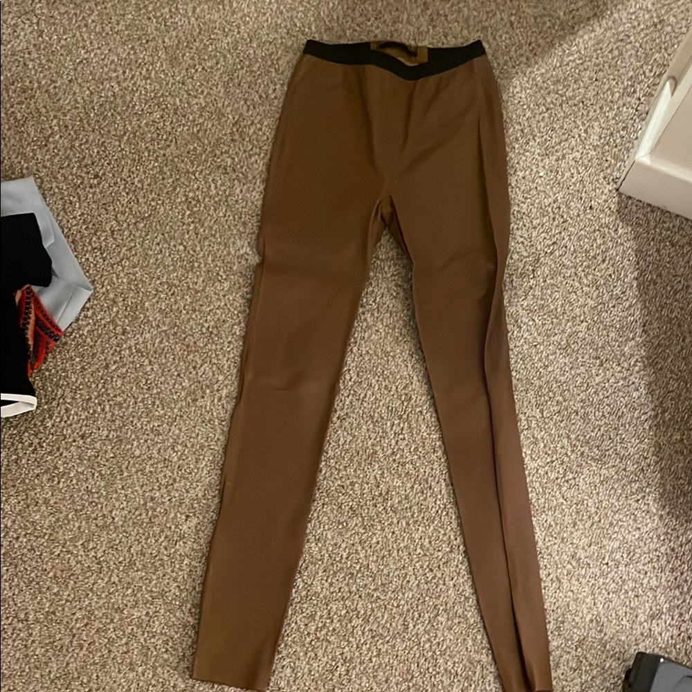 Brown Trousers with Flat Front and Straight Leg